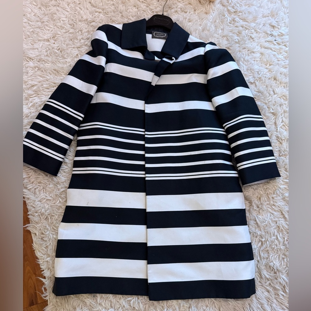 Agnona EUC Black and White Striped Women's Coat